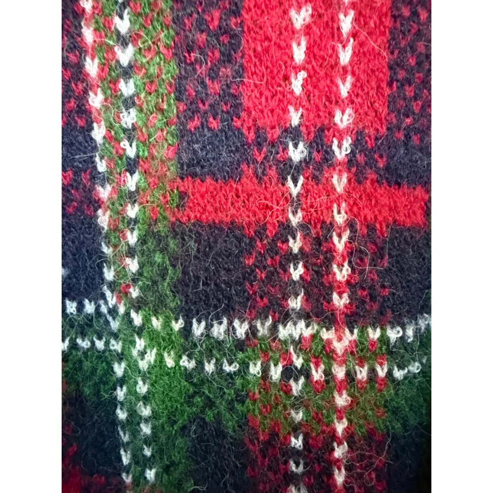 Entro Holiday Plaid Knit Sweater in Red Size S